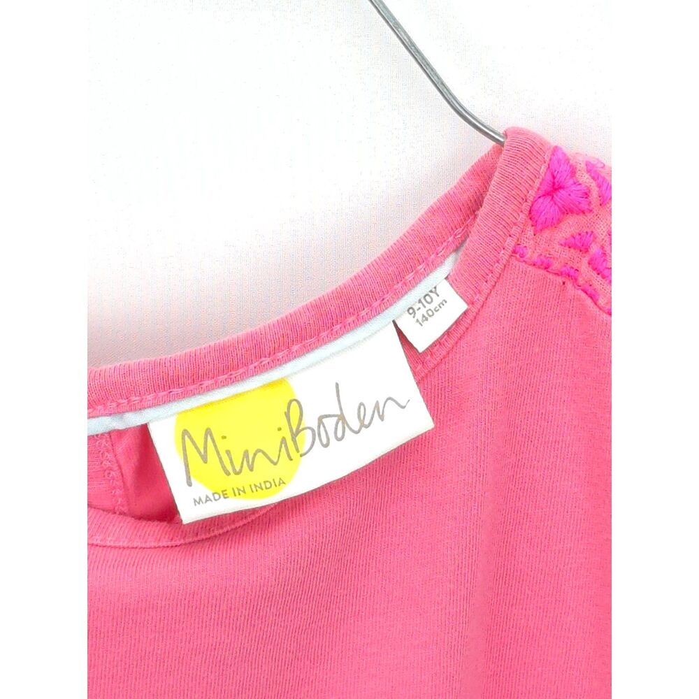 Girl's Mini Boden Mix Texture Dress Embroidered Short Sleeve Dress Size 9-10 Y - Picture 5 of 5